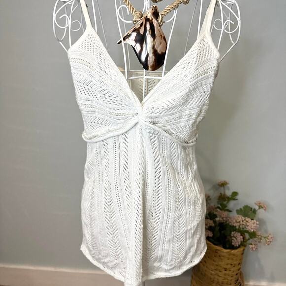 Stunning white vintage y2k crochet babydoll sequin tank top - Picture 2 of 6
